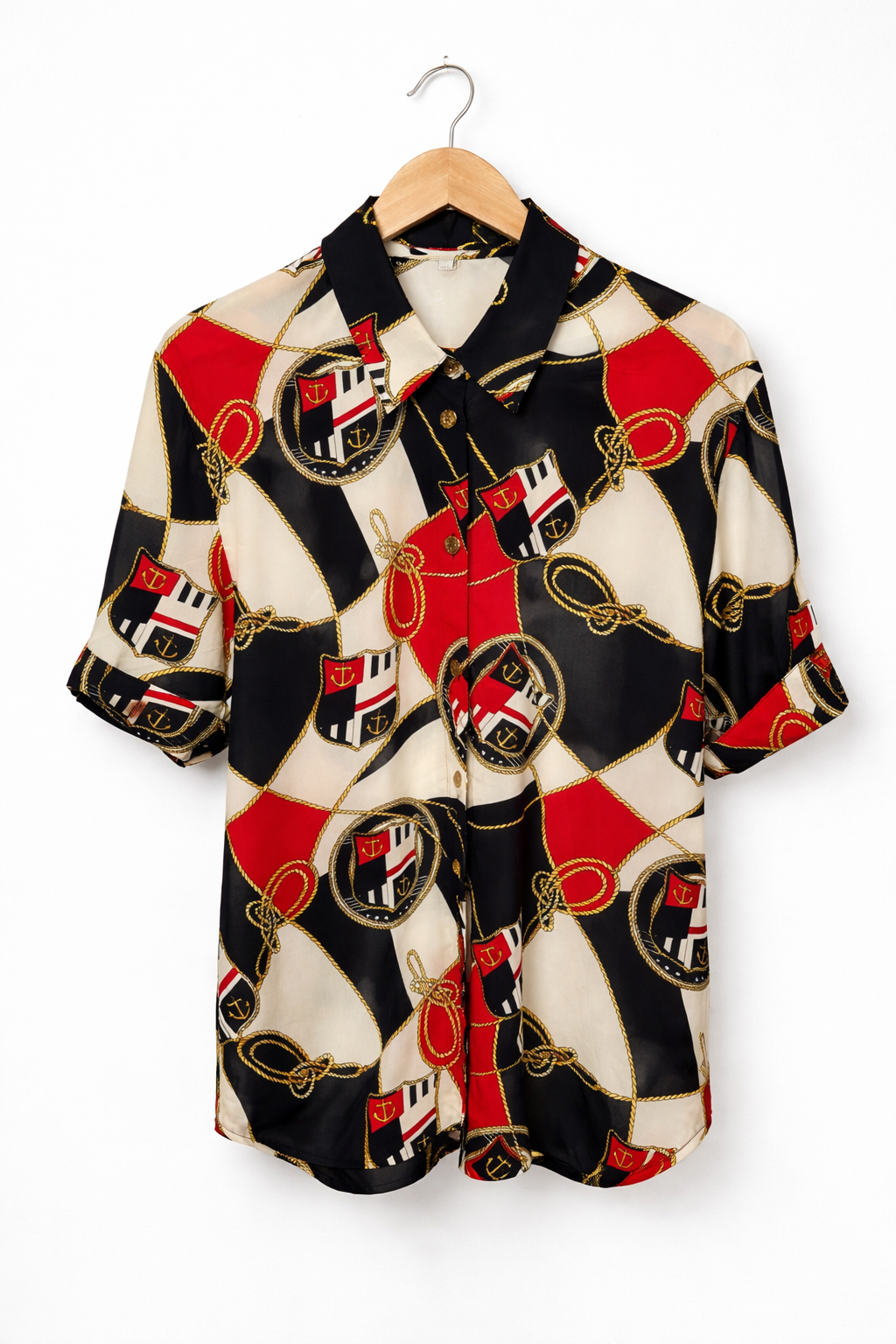 Camisa Vintage Marinera Oversize Semitransparente en Viscosa